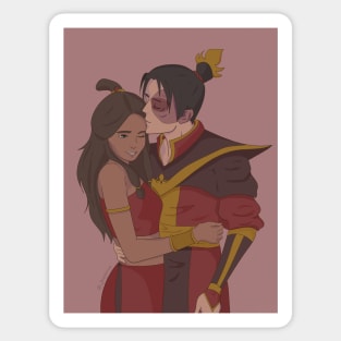 Zuko and Katara Forehead Kiss poster Sticker